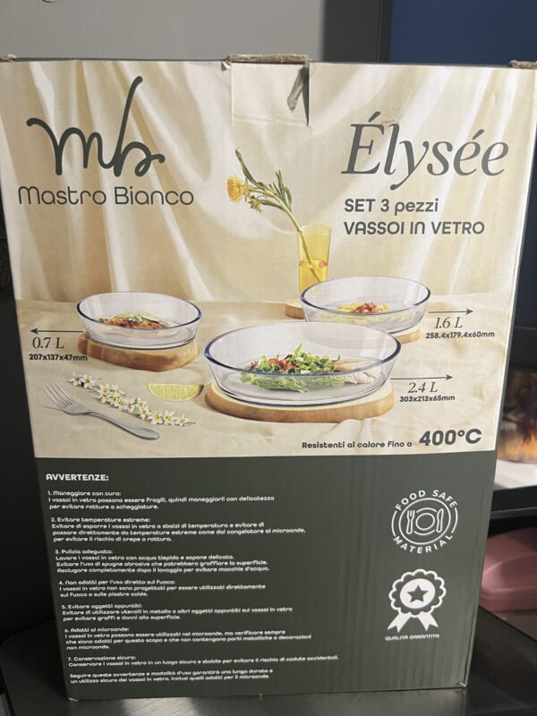Mastro Bianco Élysée – 3-teiliges Auflaufformen-Set aus Glas – Bild 2
